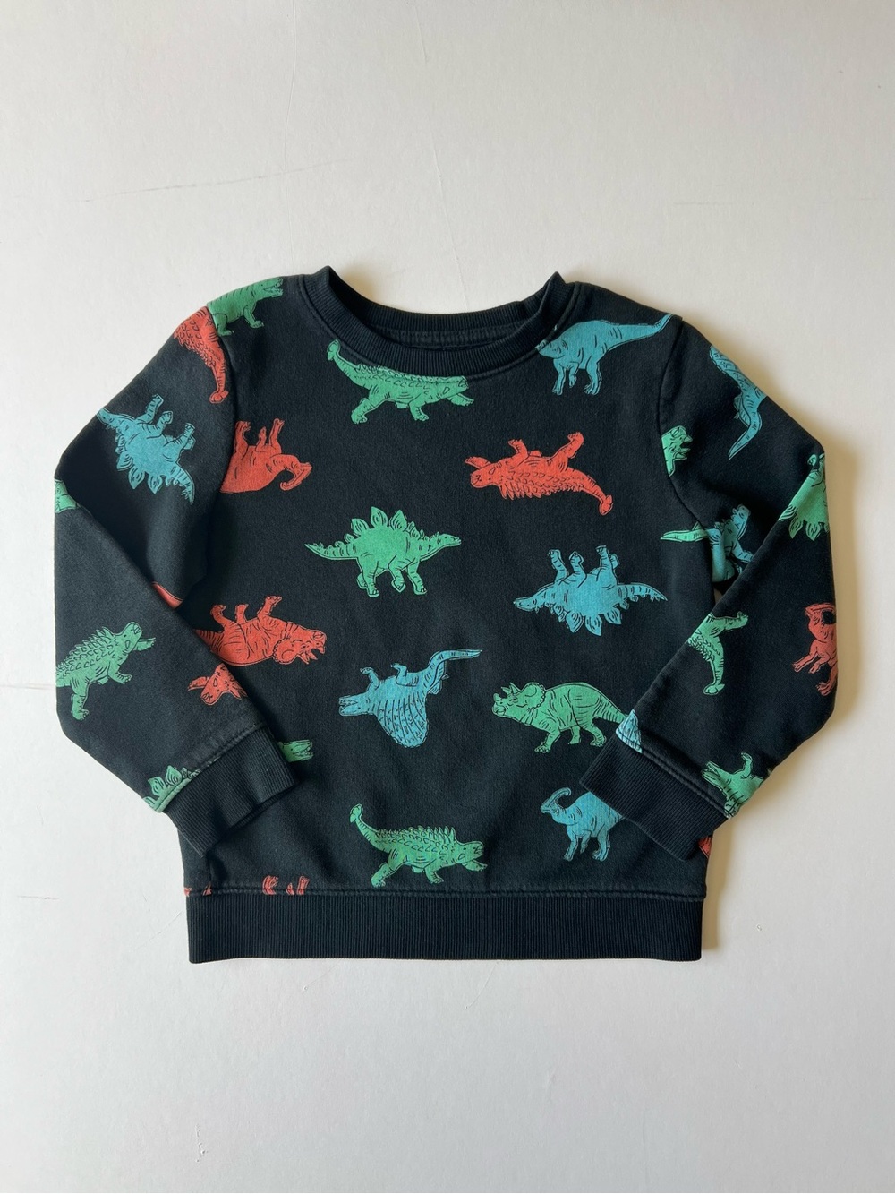 Cat & Jack Boys Dinosaur Sweater Crewneck Size 5t Black Green Blue Orange